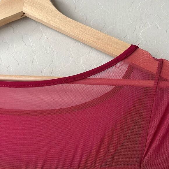 Chiara Boni Gown Alidora‎ Mesh Quarter Sleeve Maxi Dress Red Size 42 (6) - Picture 9 of 12